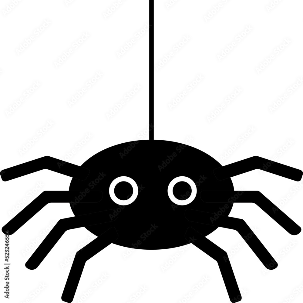 Spider, vector icon. Vector icon in the form of a spider in black color. Spider, vector icon. Vector icon in the form of a spider in black color.