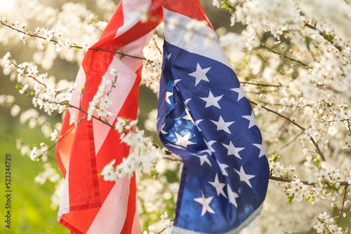 American flags in flowers on the Fourth of July