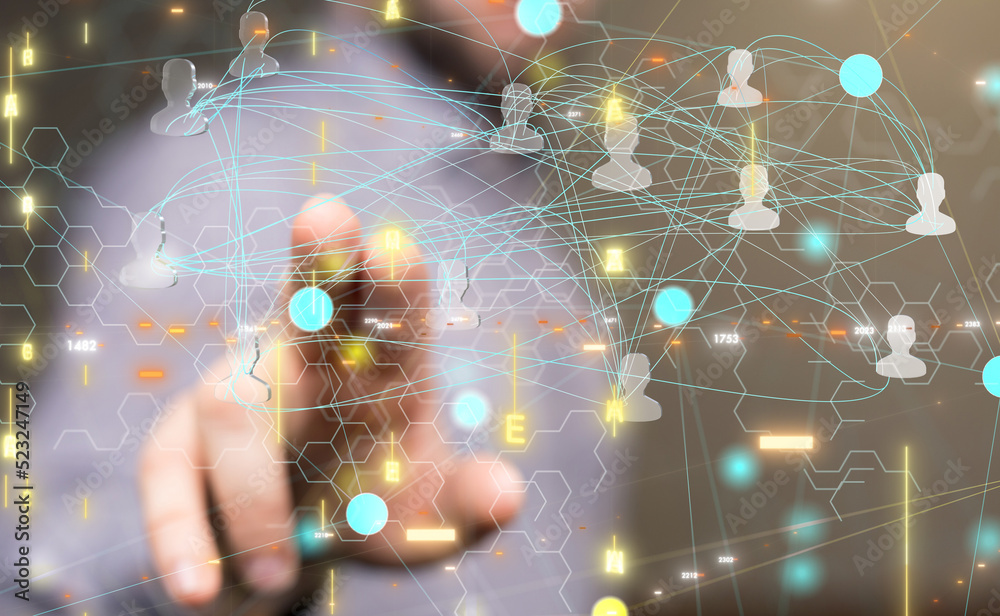 Global network. Blockchain. 3D illustration. Neural networks and artificial intelligence. Abstract Global network. Blockchain. 3D illustration. Neural networks and artificial intelligence. Abstract
