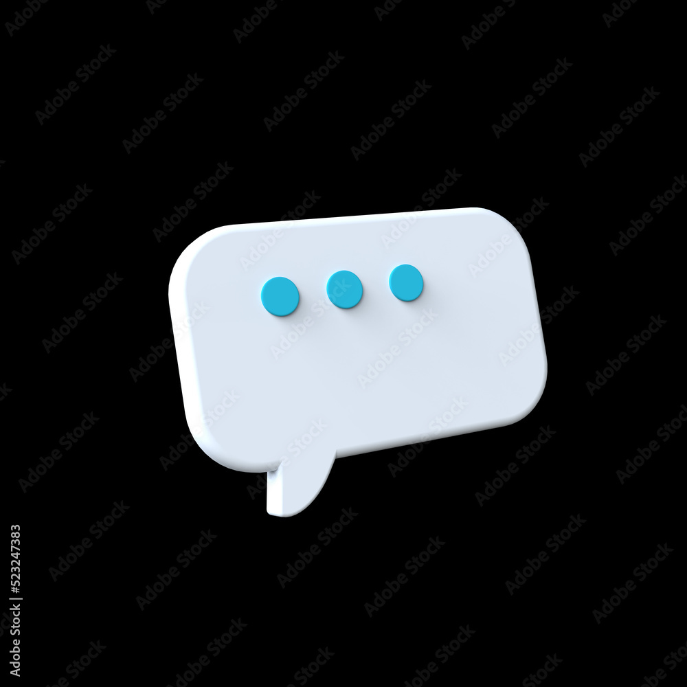 3d minimal chat bubbles transparent background white messages icon. 3d rendering illustration