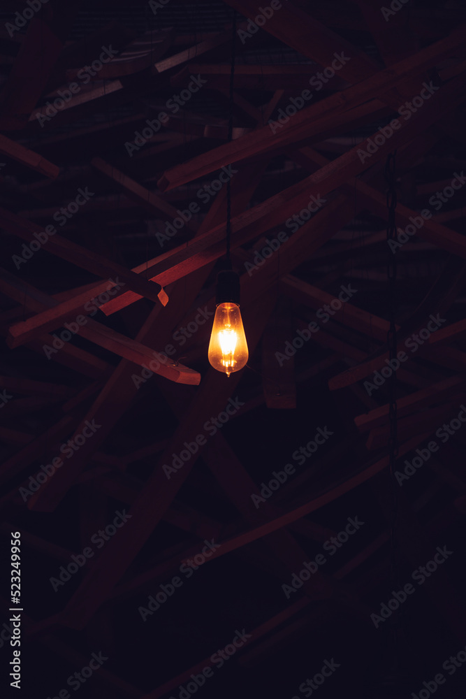 light bulbs in the cafe. the light bulb creates a cozy atmosphere light bulbs in the cafe. the light bulb creates a cozy atmosphere