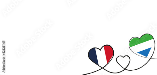 Drei Herzen mit der Fahne von Frankreich und Siera Leone photo