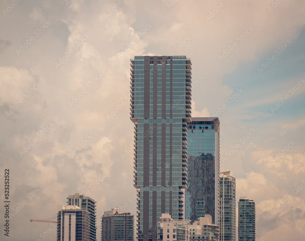 city skyline at sunset skyscrapers miami usa florida 