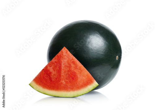 Seedless black watermelon isolated on white background