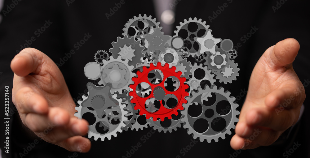 gear system data. Connecting lines and dots.Big data visualization gear system data. Connecting lines and dots.Big data visualization