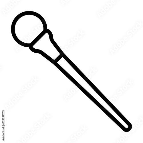 Magic wand scepter with orb line art vector icon for websites and games