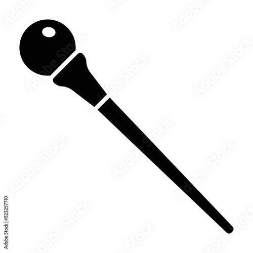 Magic wand scepter with orb flat vector icon for websites and games