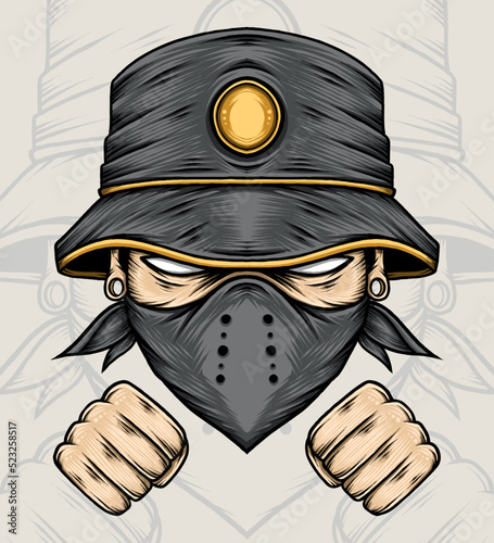 Man Wearing Bucket Hat Vector