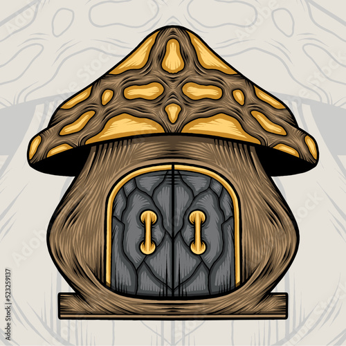 Cartoon Mushroom House Illustration