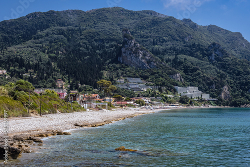 Ionian Sea beach in Agios Gordios village, Corfu Island, Greece