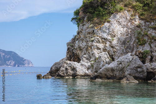 Rocks near Agios Spyridonas beach in Palaiokastritsa village, Corfu Island, Greece © Fotokon