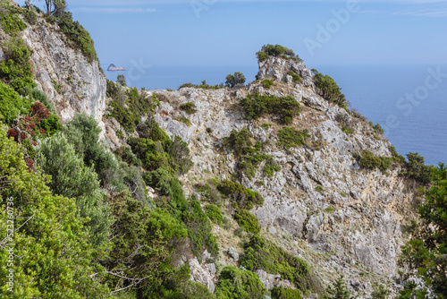 Rocks seen from viewwing point in Palaiokastritsa village, Corfu Island, Greece