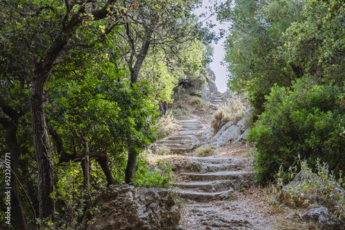 Path to viewpoint on a hills in Palaiokastritsa village  Corfu Island in Greece