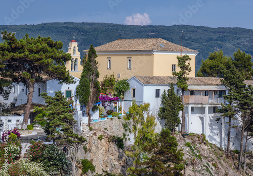 Monastery buildings in Palaiokastritsa village, Corfu Island in Greece