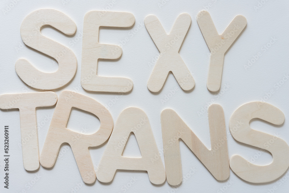 sign with wood letters: sexy trans sign with wood letters: sexy trans