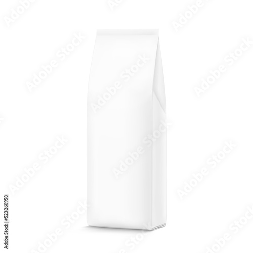 Realistic food bag mockup isolated on white background. Suite for the presentation of coffee, food, for pets, household, etc. EPS10.	