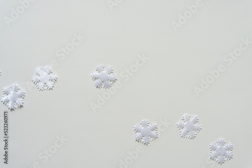 fabric snowflakes on a white background