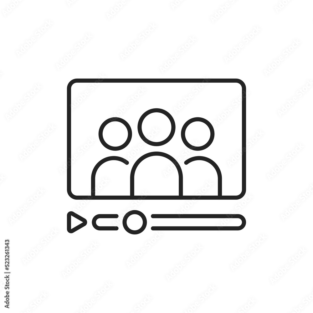 group chat or video streaming thin line icon group chat or video streaming thin line icon