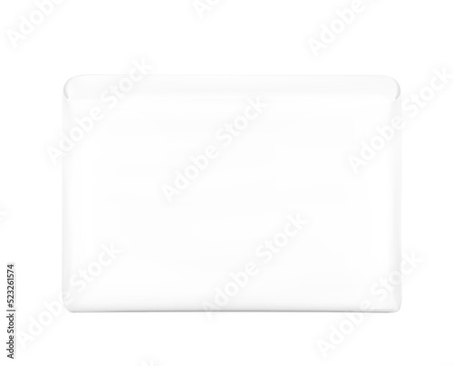 Hight realistic square flow packaging mockup. Vector illustration isolated on white background. Possibility for hygiene, food, cosmetic. EPS10.	
