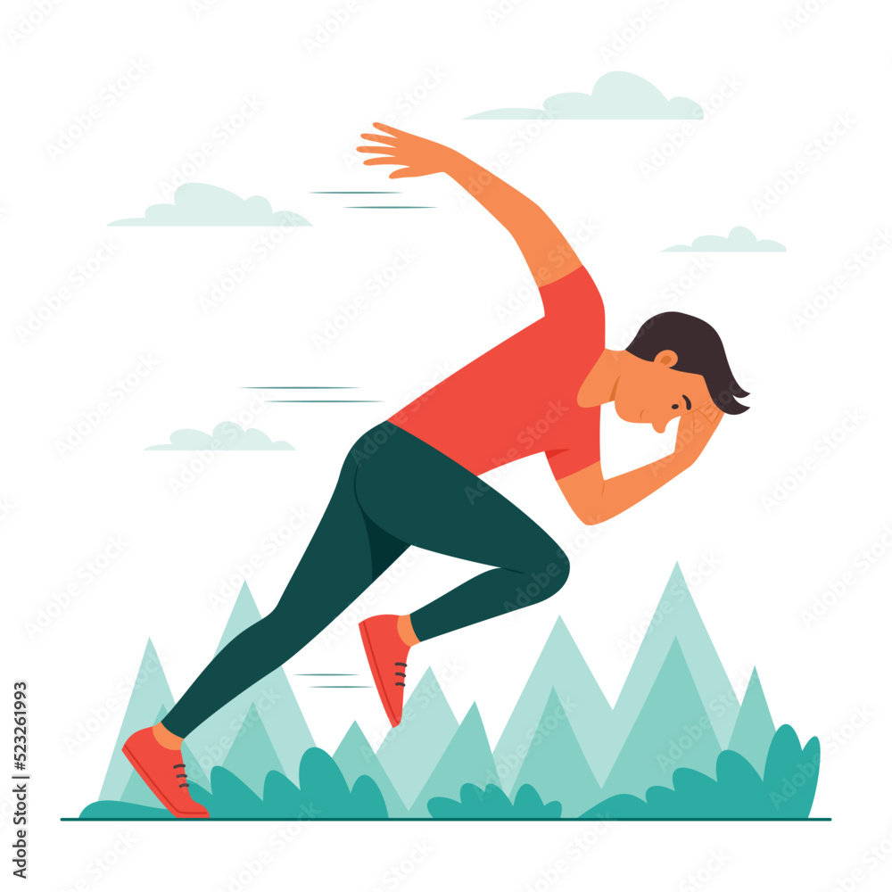 Fototapeta premium Male Runner Athlete Practice Running Outdoor.