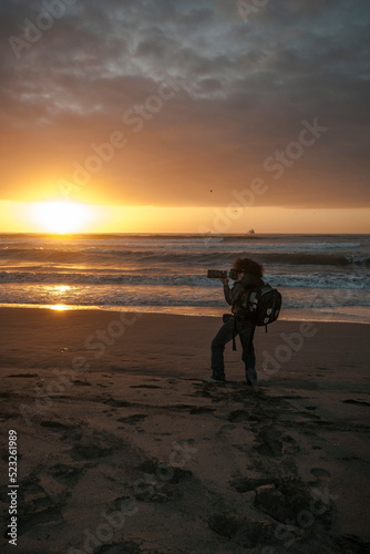 photography with camouflage clothing at sunset in the sea