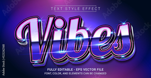 Vibes Text Style Effect. Editable Graphic Text Template.