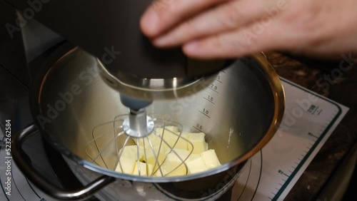 Dough prepaing in a food processor. Batter making fast and easy. photo