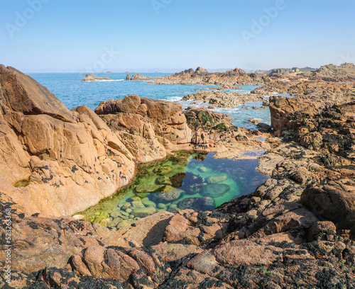 Blue tide pools of Strong Point Jersey Channel Islands
