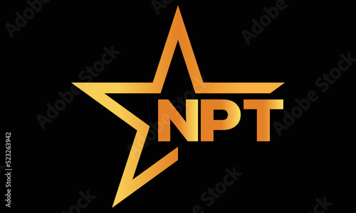 NPT golden luxury star icon three letter logo design vector template. royal logo | luxury logo | jewelry logo | premium logo | iconic logo | Victoria logo | photo