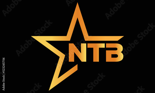 NTB golden luxury star icon three letter logo design vector template. royal logo | luxury logo | jewelry logo | premium logo | iconic logo | Victoria logo | photo