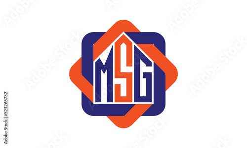 MSG three letter real estate logo with home icon logo design vector template | construction logo | housing logo | engineering logo | initial letter logo | minimalist logo | property logo |