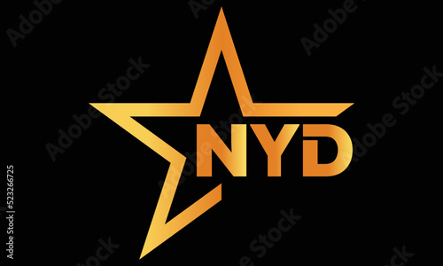 NYD golden luxury star icon three letter logo design vector template. royal logo | luxury logo | jewelry logo | premium logo | iconic logo | Victoria logo |