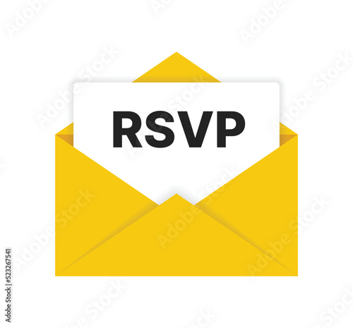 RSVP envelope event invitation vector icon design illustration.