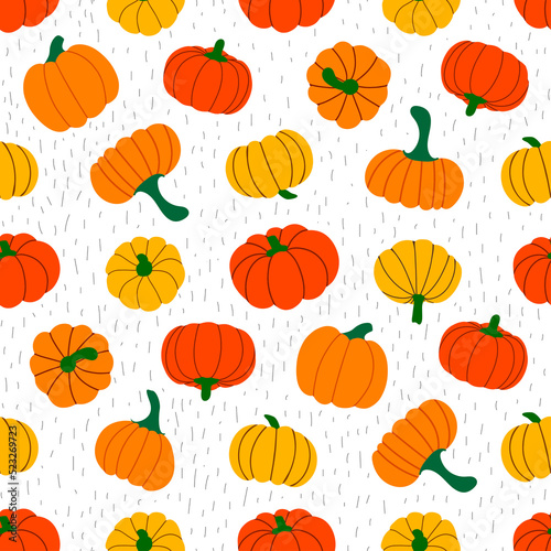 Fototapeta Naklejka Na Ścianę i Meble -  seamless pattern with pumpkins