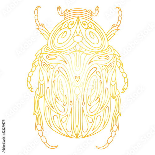 Golden beetle in linear style 