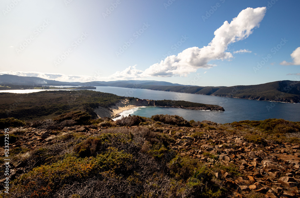 amazing view of Crescent Bay Beach from Mont Brown at Tasman national park in the peninsula / Tasmania / Australia amazing view of Crescent Bay Beach from Mont Brown at Tasman national park in the peninsula / Tasmania / Australia