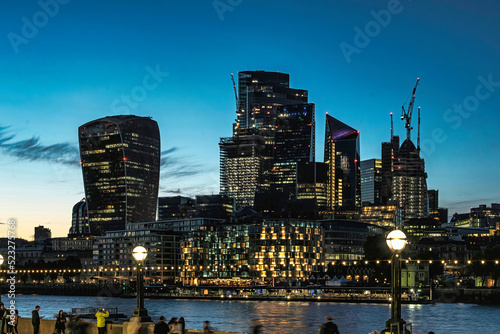 Photography Skyline of the city of london at sunset, taken on May 22, 2022.