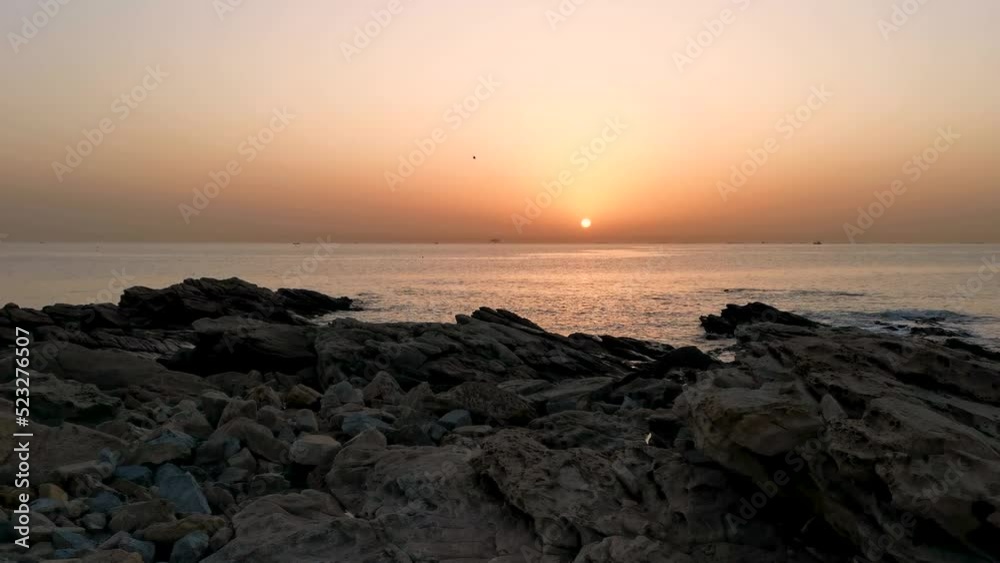 Morning sunrise scenery in Rizhao Waterfront Reef Park, Shandong Province, China Morning sunrise scenery in Rizhao Waterfront Reef Park, Shandong Province, China