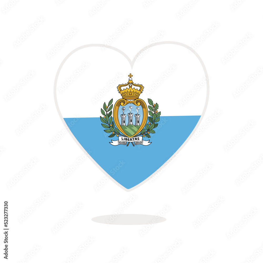 Flag of San Marino in the shape of a heart on a white background. San Marino flag vector illustration Flag of San Marino in the shape of a heart on a white background. San Marino flag vector illustration