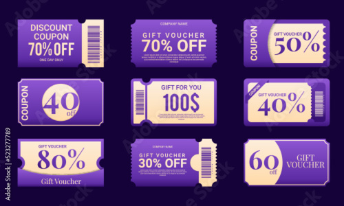 Set of coupon promotion sale