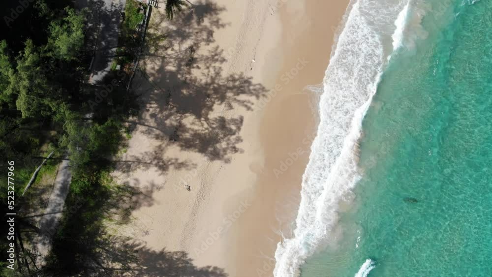 Aerial view sea wave beach with white sand summer vacation background Aerial view sea wave beach with white sand summer vacation background