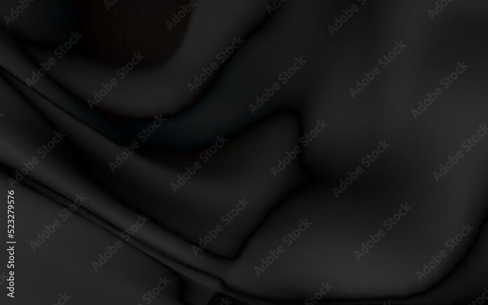 Obraz premium Realistic black silk fabric. background from folds of fabric. black silk drapery background.