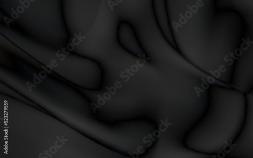 Realistic black silk fabric. background from folds of fabric. black silk drapery background.