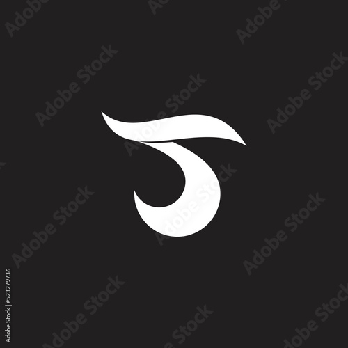 Fototapeta Naklejka Na Ścianę i Meble -  number 5 letter s simple curves logo vector
