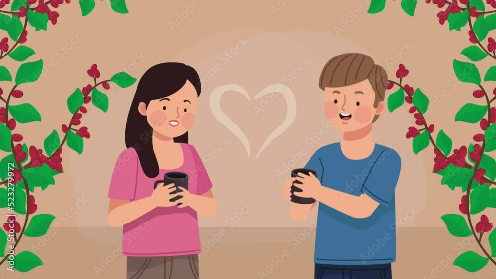 couple drinking coffee with plants couple drinking coffee with plants