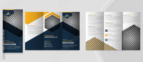 Business Construction trifold brochure or home renovation brochure template