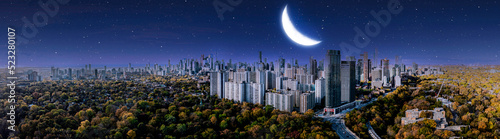 Photography moon light toronto skyline panorama