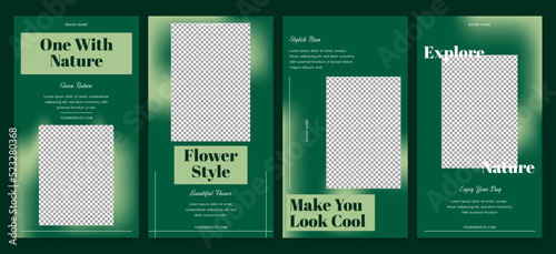 set of green beauty gradient instagram stories template