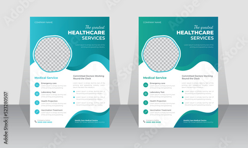 Corporate healthcare service and medical flyer a4 size design template for print