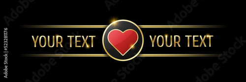 Hearts sign on round button. Ui element for mobile app or web site. Vector set of four casino or poker themed navigation panels on black background.